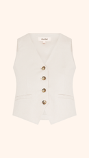 Beige petite summer linen waistcoat co-ord set