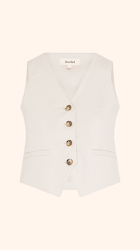 Beige petite summer linen waistcoat co-ord set