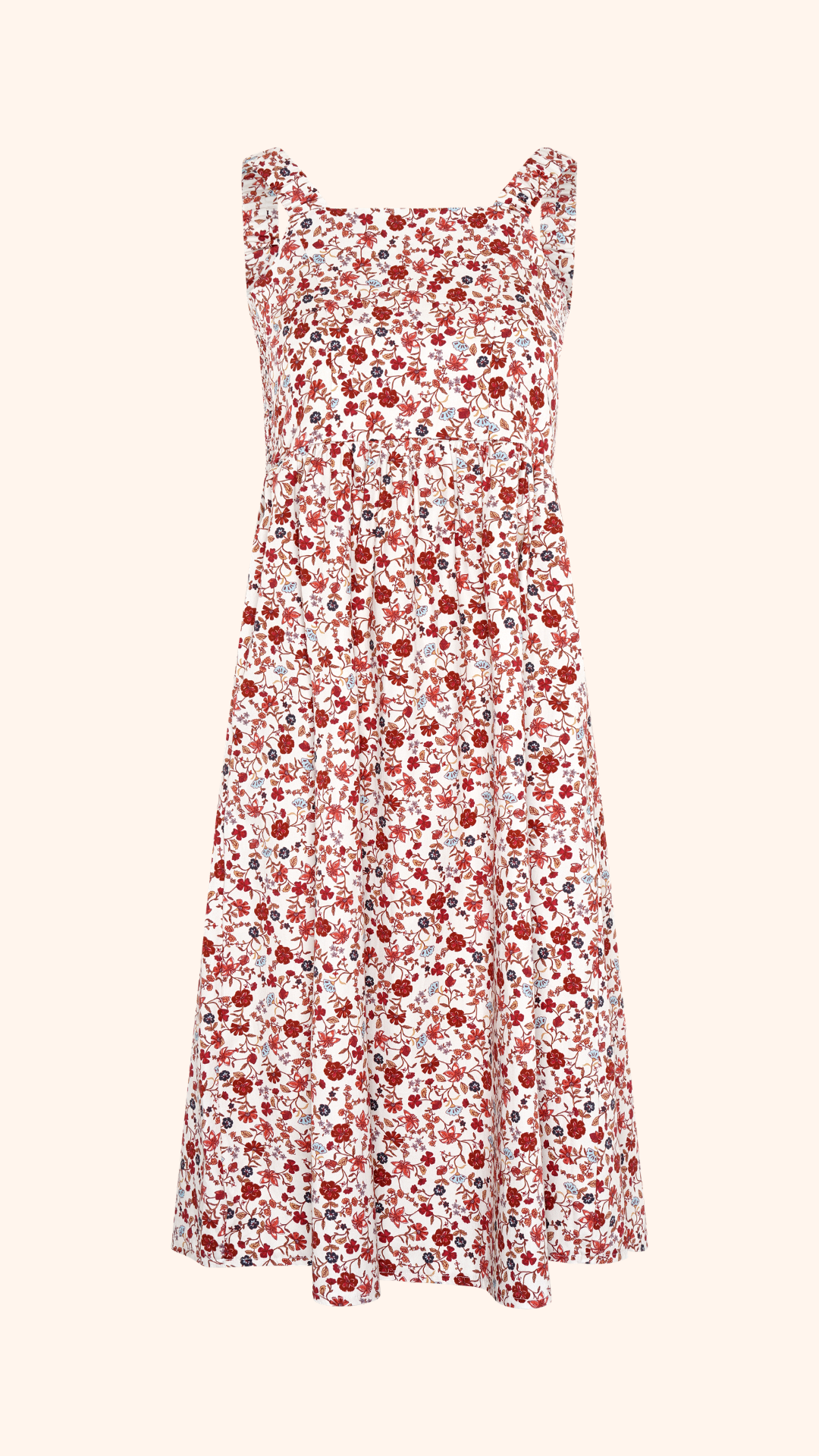 Petite summer sun dress, midi length, pretty floral print