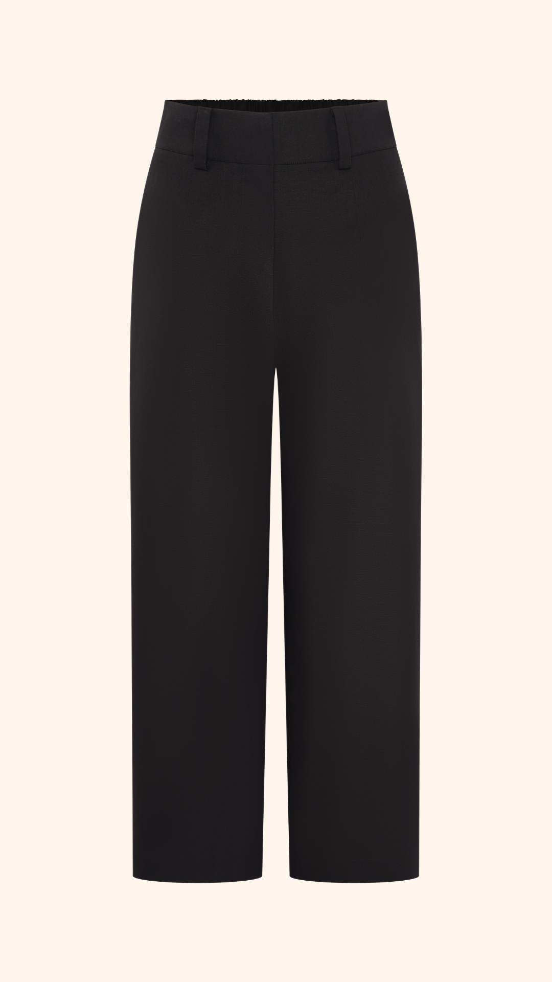 Black petite linen summer wide leg trouser