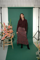 Women's petite midaxi slip skirt with side slit in floral print