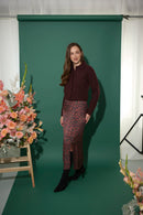 Women's petite midaxi slip skirt with side slit in floral print