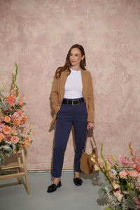 Women's petite tapered cigarette trousers in navy