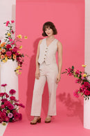 Beige petite summer waistcoat and trouser co-ord set