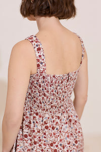 Petite summer sun dress, midi length, pretty floral print