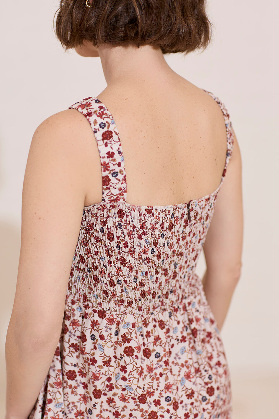 Petite summer sun dress, midi length, pretty floral print