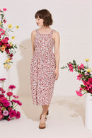 Petite summer sun dress, midi length, pretty floral print