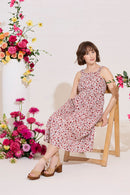 Petite summer sun dress, midi length, pretty floral print
